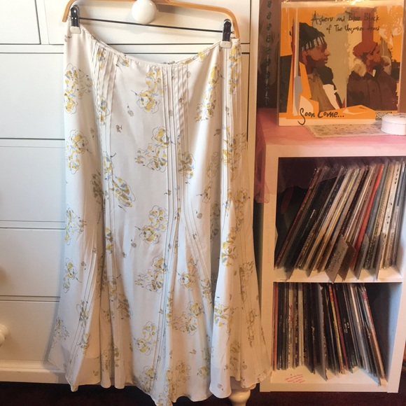 Sundance Dresses & Skirts - Sundance Silk Floral Maxi Boho Skirt 8 Medium Cream Spring Trumpet Cottagecore